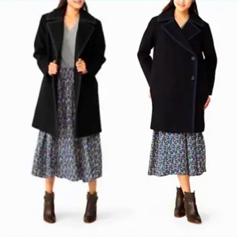 KATE SPADE | Saturday Piped Overside Wool Coat Black